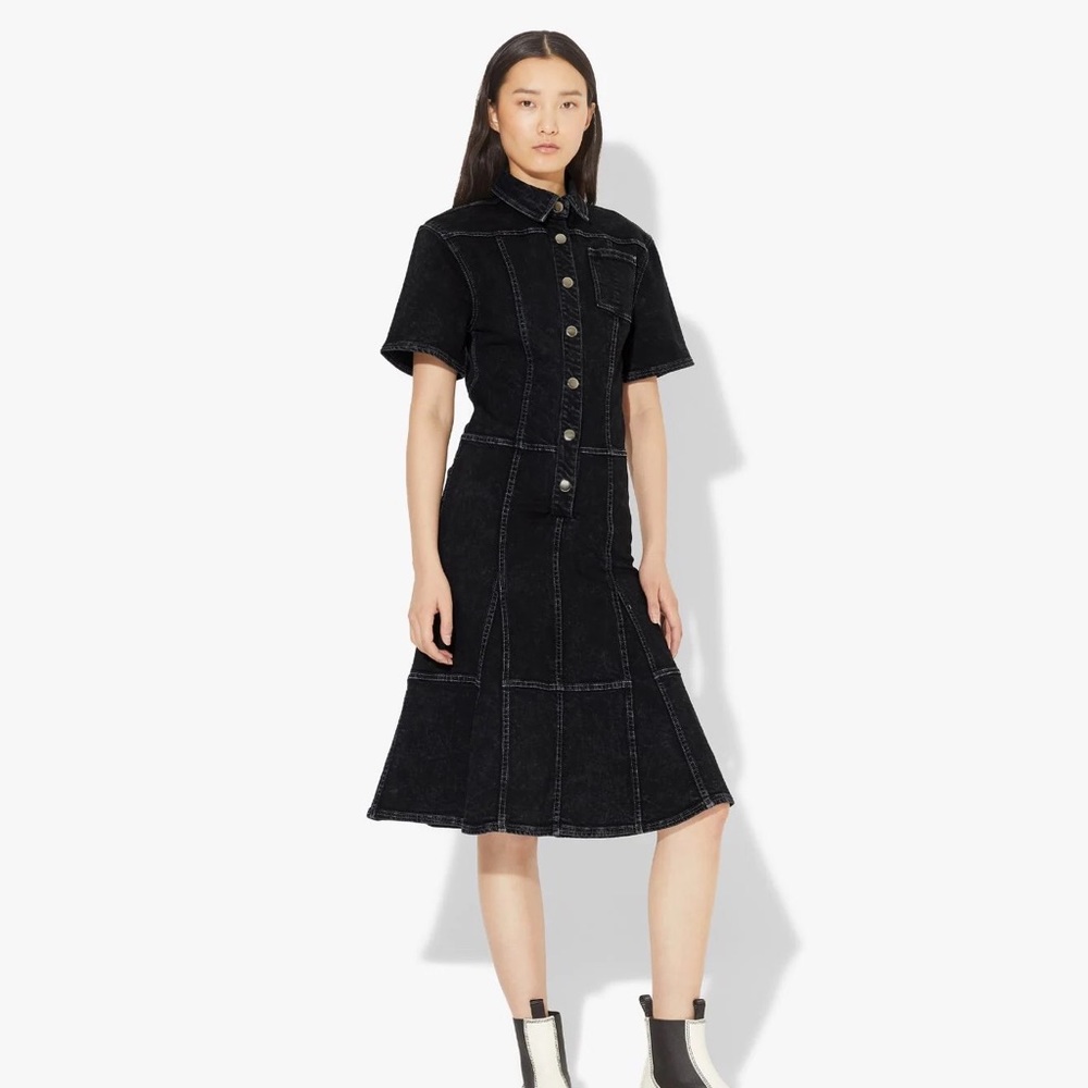 Proenza Schouler black Denim Flounce Dress
